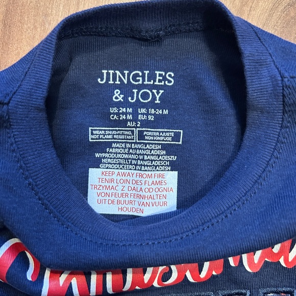 Festive Kids Pajama Set - Navy and Red - Picture 3 of 4